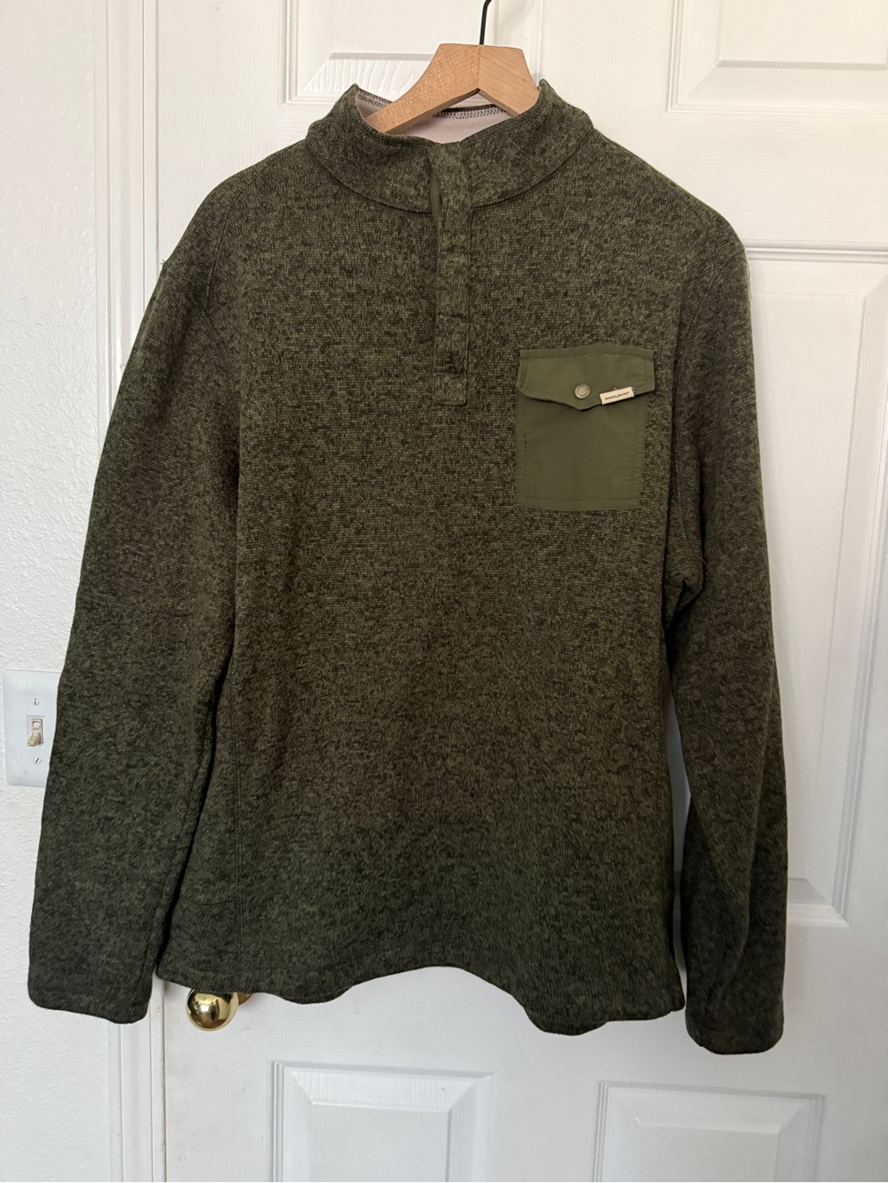 Woolrich Men's 1/4 Snap Button Fleece Pullover XL Green Drifter